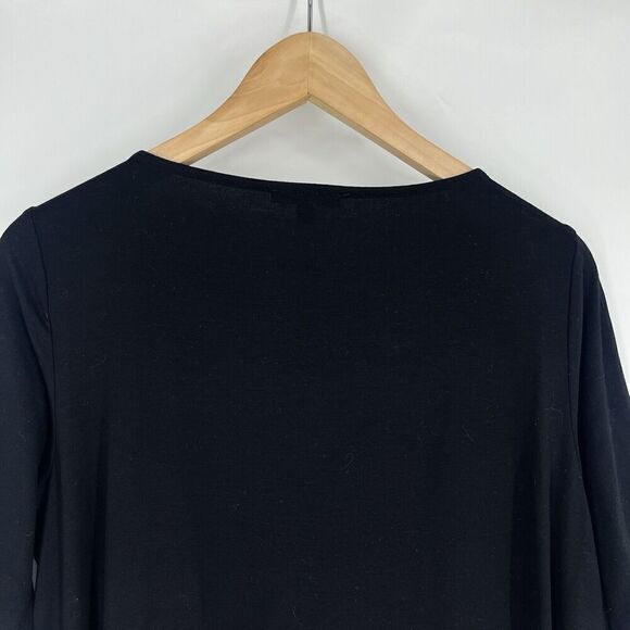 Eileen Fisher Dress Size Medium Black Jersey Knit Shift Stretch Half Sleeve - Picture 6 of 9